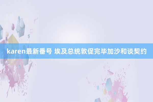 karen最新番号 埃及总统敦促完毕加沙和谈契约