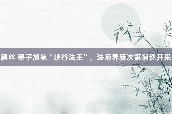 黑丝 墨子加冕“峡谷法王”，法师界新次第悄然开采