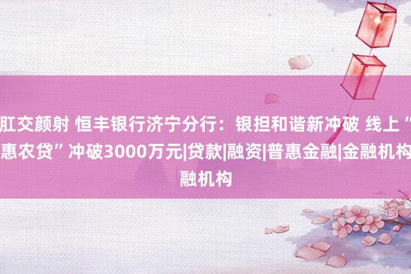 肛交颜射 恒丰银行济宁分行：银担和谐新冲破 线上“惠农贷”冲破3000万元|贷款|融资|普惠金融|金融机构