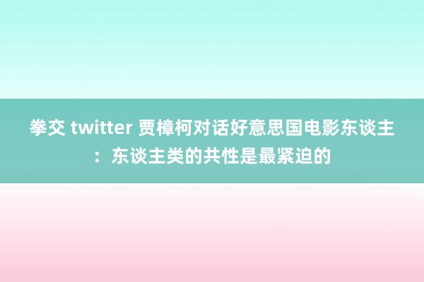 拳交 twitter 贾樟柯对话好意思国电影东谈主：东谈主类的共性是最紧迫的