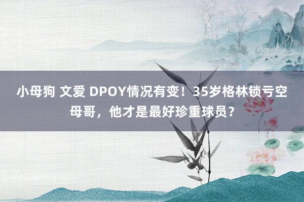 小母狗 文爱 DPOY情况有变！35岁格林锁亏空母哥，他才是最好珍重球员？