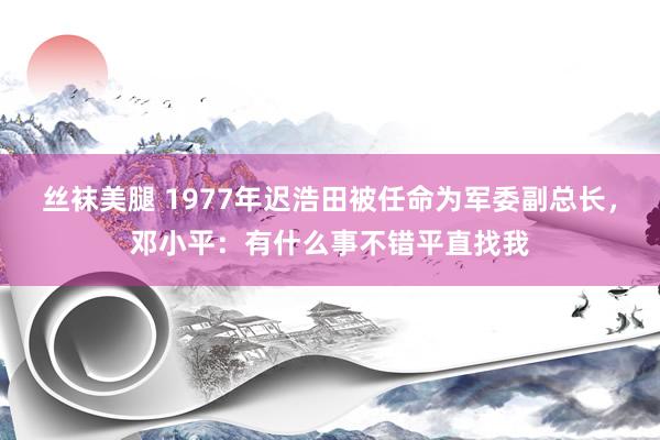 丝袜美腿 1977年迟浩田被任命为军委副总长，邓小平：有什么事不错平直找我