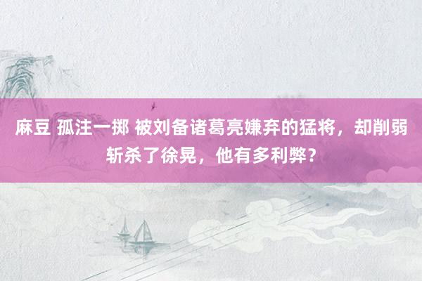麻豆 孤注一掷 被刘备诸葛亮嫌弃的猛将，却削弱斩杀了徐晃，他有多利弊？
