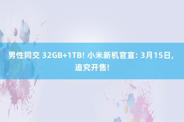 男性同交 32GB+1TB! 小米新机官宣: 3月15日, 追究开售!