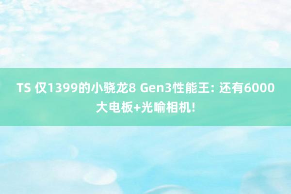 TS 仅1399的小骁龙8 Gen3性能王: 还有6000大电板+光喻相机!